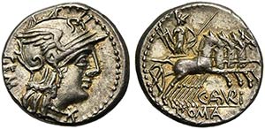 C. Aburius Geminus, Denarius, Rome, 134 BCAR ... 