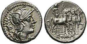 M. Vargunteius, Denarius, Rome, 130 BCAR (g ... 