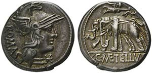 C. Metellus, Denarius, Rome, 125 BCAR (g ... 