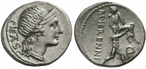 M. Herennius, Denarius, Rome, 108 o 107 BCAR ... 
