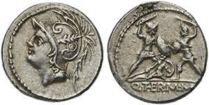 Q. Minucius Thermus M.f., Denarius, Rome, ... 
