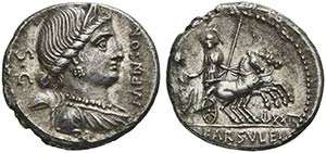 L. Farsuleius Mensor, Denarius, Rome, 75 ... 