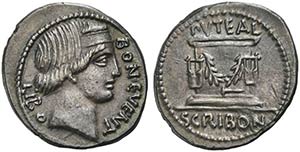 L. Scribonius Libo, Denarius, Rome, 62 BCAR ... 