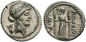 P. Clodius M.f., Denarius, Rome, 42 BCAR (g ... 