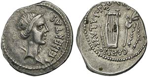 Q. Junius Brutus Caepius, Denarius, Mint ... 