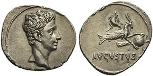 Augustus (27 BC - AD 14), Denarius, Spain: ... 