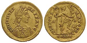 Honorius (393-423). AV Solidus (21mm, 4.49g, ... 