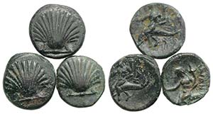 Southern Apulia, Tarentum, lot of 3 Æ coins ... 