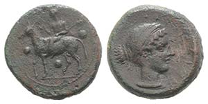 Sicily, Nakona, c. 410-405 BC. Æ Tetras or ... 