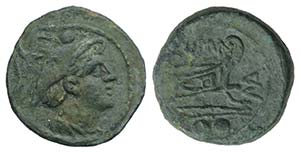MA series, Sardinia, 210 BC. Æ Sextans ... 