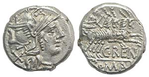 C. Renius, Rome, 138 BC. AR Denarius (16mm, ... 