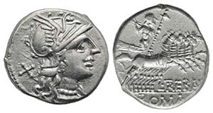 L. Trebanius, Rome, 135 BC. AR Denarius ... 