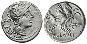 T. Cloelius, Rome, 128 BC. AR Denarius ... 