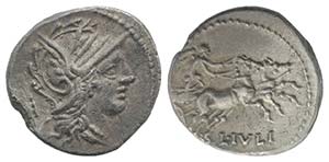 L. Julius, Rome, 101 BC. AR Denarius (19mm, ... 