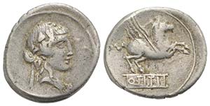 Q. Titius, Rome, 90 BC. AR Denarius (19mm, ... 