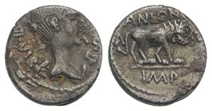 Mark Antony, Lugdunum, early 42 BC. AR ... 