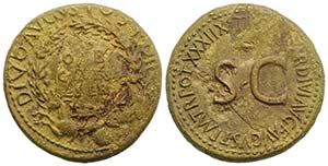 Divus Augustus (died AD 14). Æ Sestertius ... 