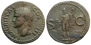 Agrippa (died 12 BC). Æ As (29mm, 10.12g, ... 