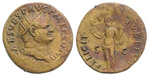 Vespasian (69-79). Æ Dupondius (27mm, ... 