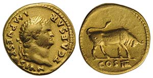 Titus (Caesar, 69-79). AV Aureus (19mm, ... 
