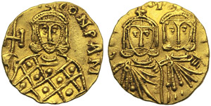 Costantino V con Leone IV (741-775), Solido, ... 