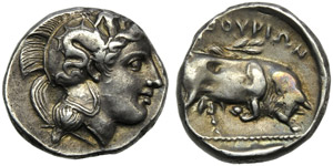 Lucania, Thuri, Statere, c. 400-350 a.C.; AR ... 