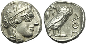 Attica, Atene, Tetradracma, c. 449-404 a.C.; ... 