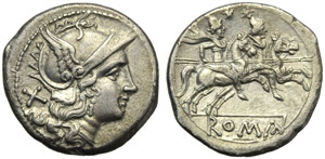 Anonymous, Denarius, Rome, after 215-214 BC; ... 