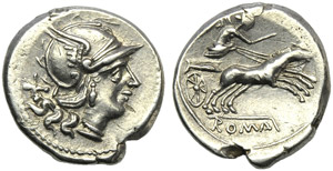 Anonymous, Denarius, Rome, 157-156 BC; AR (g ... 