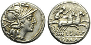 L. Saufeius, Denarius, Rome, 152 BC; AR (g ... 