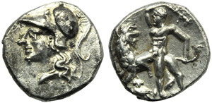 Apulia, Tarentum, Diobolo, 325-280 a. C.; AR ... 