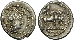M. Acilius M.f., Denario, Roma, 130 a.C.; AR ... 