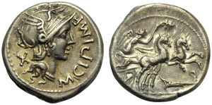 M. Cipius M.f., Denarius, Rome, 115 or 114 ... 