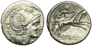 L. Flaminius Chilo, Denario, Roma, 109 o 108 ... 