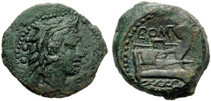 L. Pomponius Molo, Quadrans, Rome, 97 BC ... 