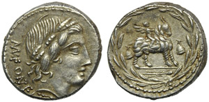 Mn. Fonteius C.f., Denario, Roma, 85 a.C.; ... 