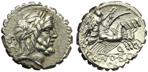 Q. Antonius Balbus, Denarius serratus, Rome, ... 