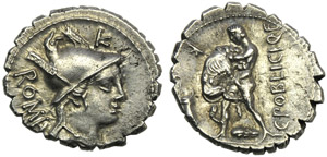 C. Poblicius Q. f., Denarius serratus, Rome, ... 