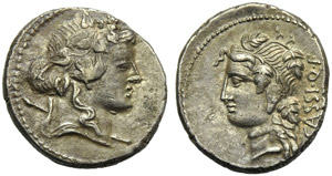 L. Cassius Q.f. Longinus, Denario, Roma, 78 ... 