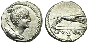 C. Postumius At or Ta, Denarius, Rome, 74 ... 