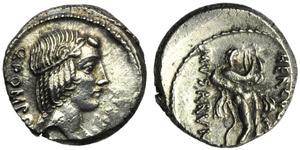 Q. Pomponius Musa, Denario, Roma, 66 a.C.; ... 