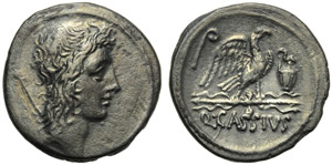 Q. Cassius Longinus, Denario, Roma, 55 a.C.; ... 