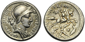 P. Fonteius P.f. Capito, Denario, Roma, 55 ... 