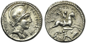 P. Fonteius P.f. Capito, Denarius, Rome, 55 ... 