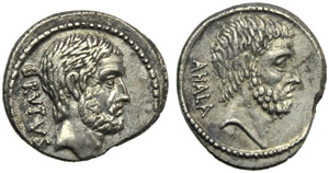 M. Junius Brutus, Denarius, Rome, 54 BC; AR ... 
