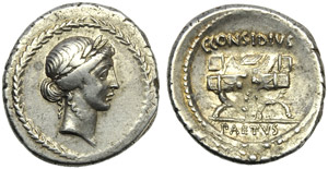 C. Considius Paetus, Denario, Roma, 46 a.C.; ... 