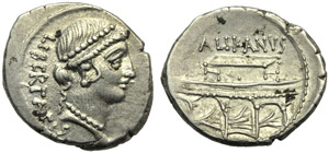 M. Lollius Palicanus, Denario, Roma, 45 ... 