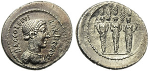 P. Accoleius Lariscolus, Denarius, Rome, 43 ... 