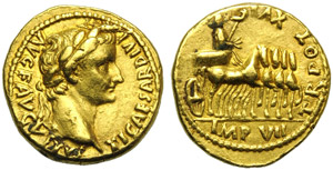 Tiberius (14-37), Aureus, Lugdunum, AD ... 