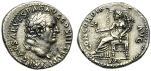 Vespasiano (69-79), Denario, Efeso, 71 d.C.; ... 